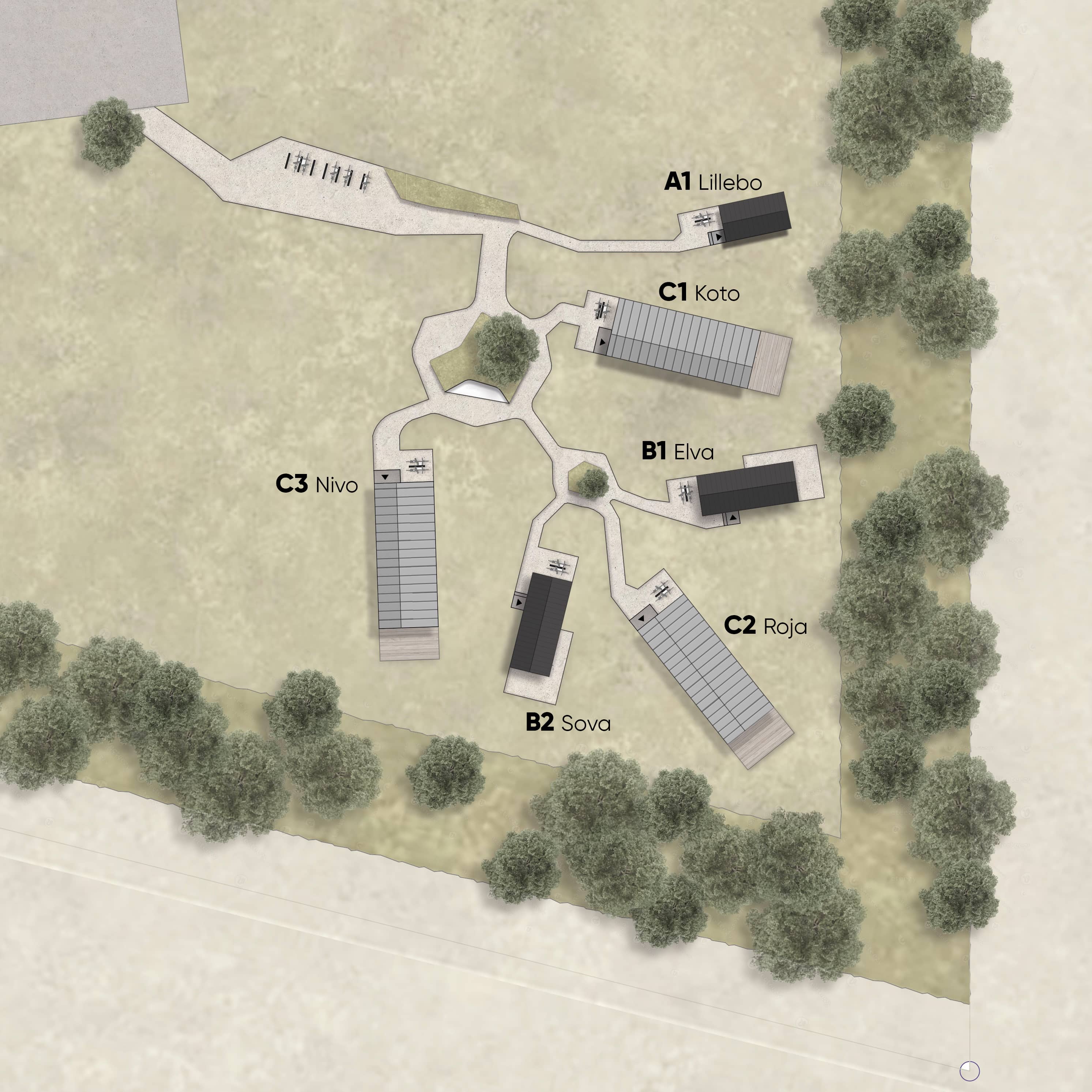 Lageplan Tiny Häuser bei Camping Wilken an der Thülsfelder Talsperre